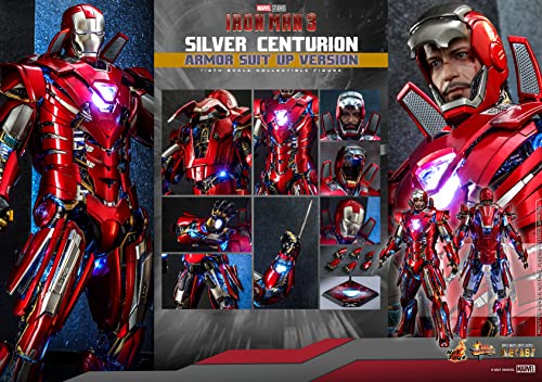 Hot Toys 1:6 Iron Man Mark XXXIII Armour Suit Up - Silver Centurion - Iron Man 3, Red