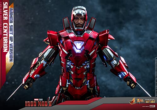 Hot Toys 1:6 Iron Man Mark XXXIII Armour Suit Up - Silver Centurion - Iron Man 3, Red
