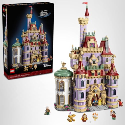 LEGO Beauty and the Beast Castle: detailed building set for adults, display décor, ideal Disney fan gift.
