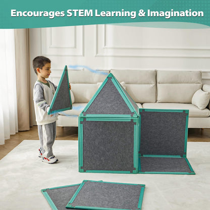 Magnetic Fort Building Kit: 20-piece STEM toy, modular panels, encourages creativity and indoor play for kids.
