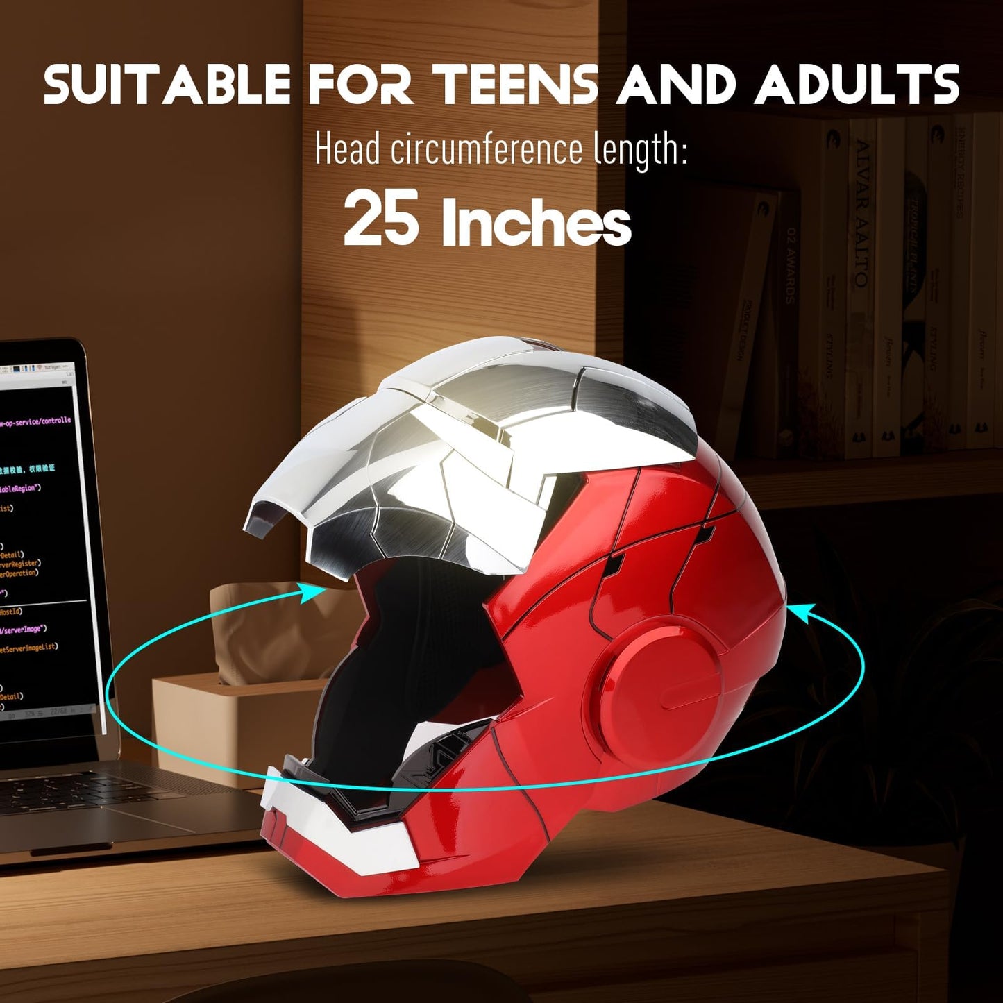 Iron Man MK5 Helmet: wearable electronic helmet, LED eyes, voice control, great for cosplay and collectors.