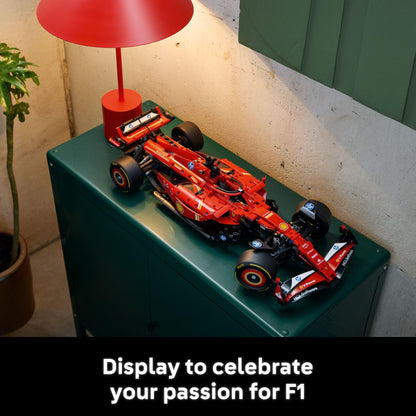 LEGO Ferrari SF-24: Technic F1 model kit, realistic design, display piece for car and racing fans.