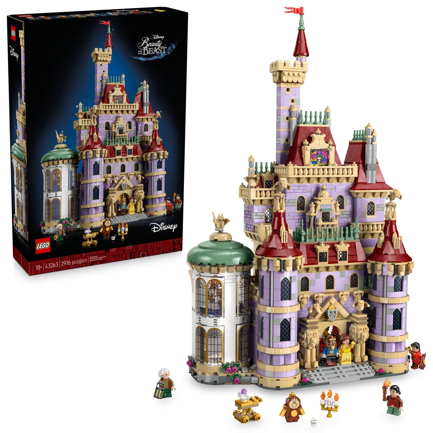 LEGO Beauty and the Beast Castle: detailed building set for adults, display décor, ideal Disney fan gift.