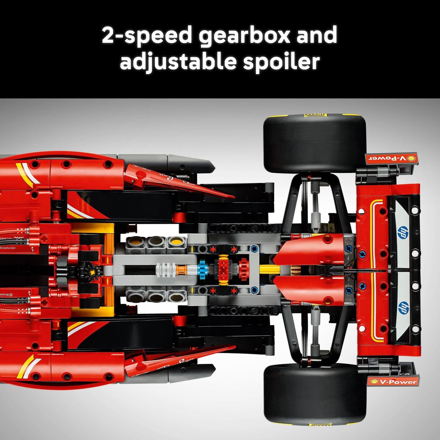 LEGO Ferrari SF-24: Technic F1 model kit, realistic design, display piece for car and racing fans.