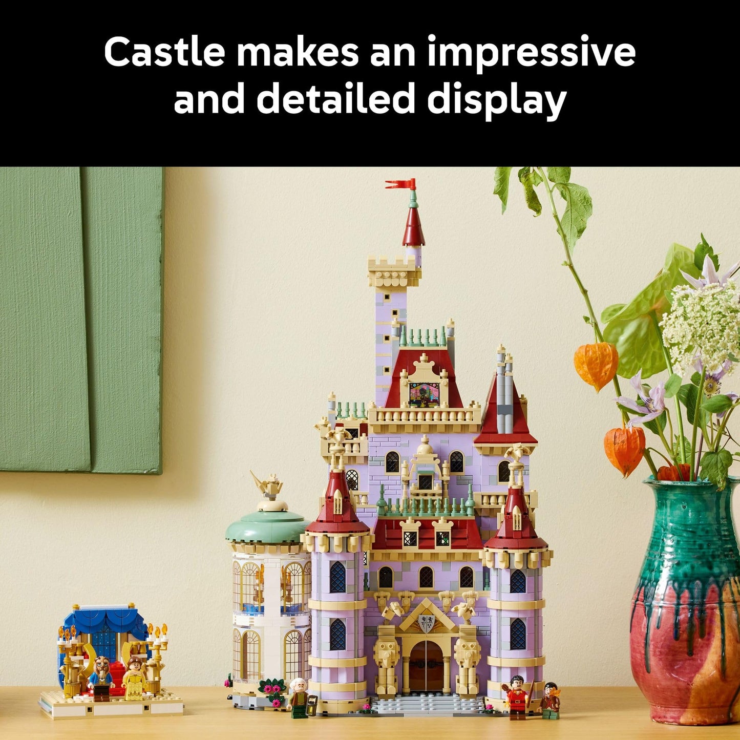 LEGO Beauty and the Beast Castle: detailed building set for adults, display décor, ideal Disney fan gift.
