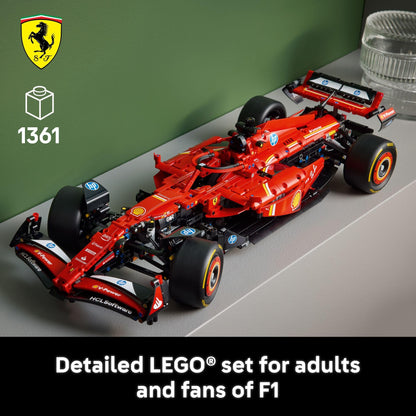 LEGO Ferrari SF-24: Technic F1 model kit, realistic design, display piece for car and racing fans.