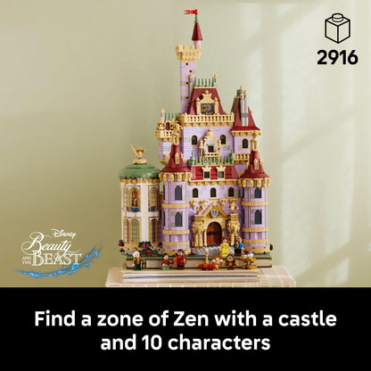 LEGO Beauty and the Beast Castle: detailed building set for adults, display décor, ideal Disney fan gift.